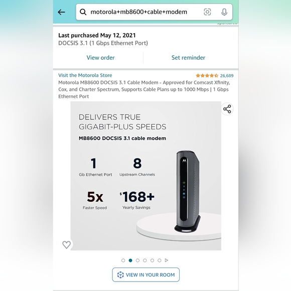 Motorola Mb8600 Docsis 3.1 Cable Modem - Picture 2 of 4